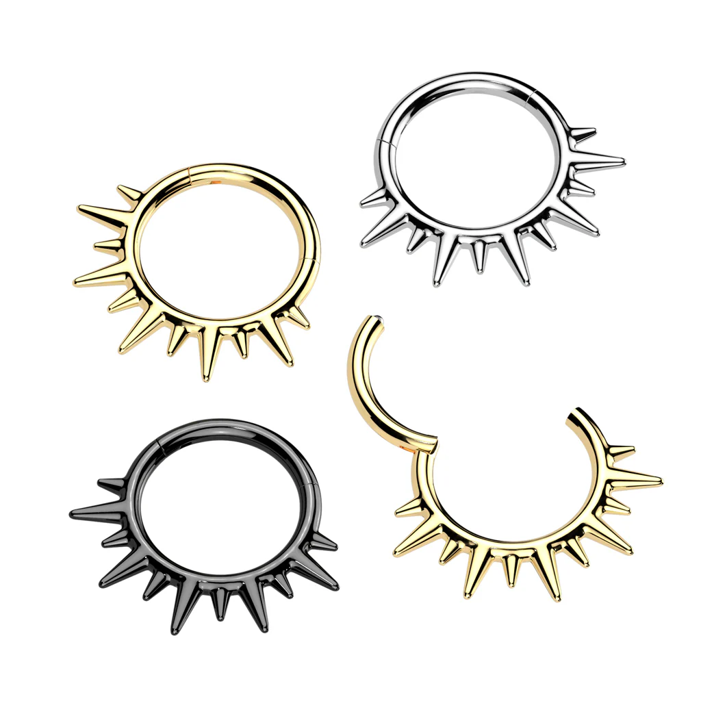 Spikes Hinged Segment Hoop Ring for Nose Ear Lobe Helix - Image 5