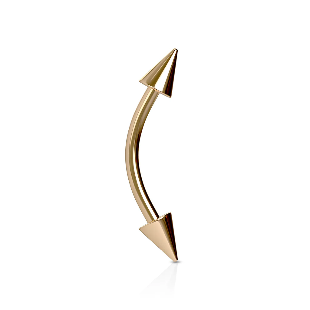 Spikes Rose Gold IP Curved Barbell Eyebrow Rings