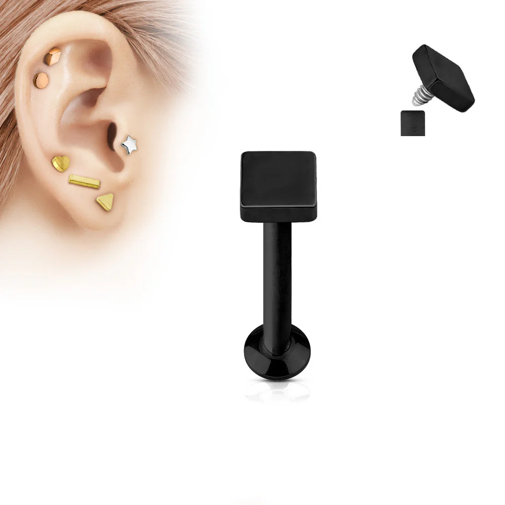 Square Top Internal Threaded Labret Monroe Daith Tragus Helix Stud - Image 3