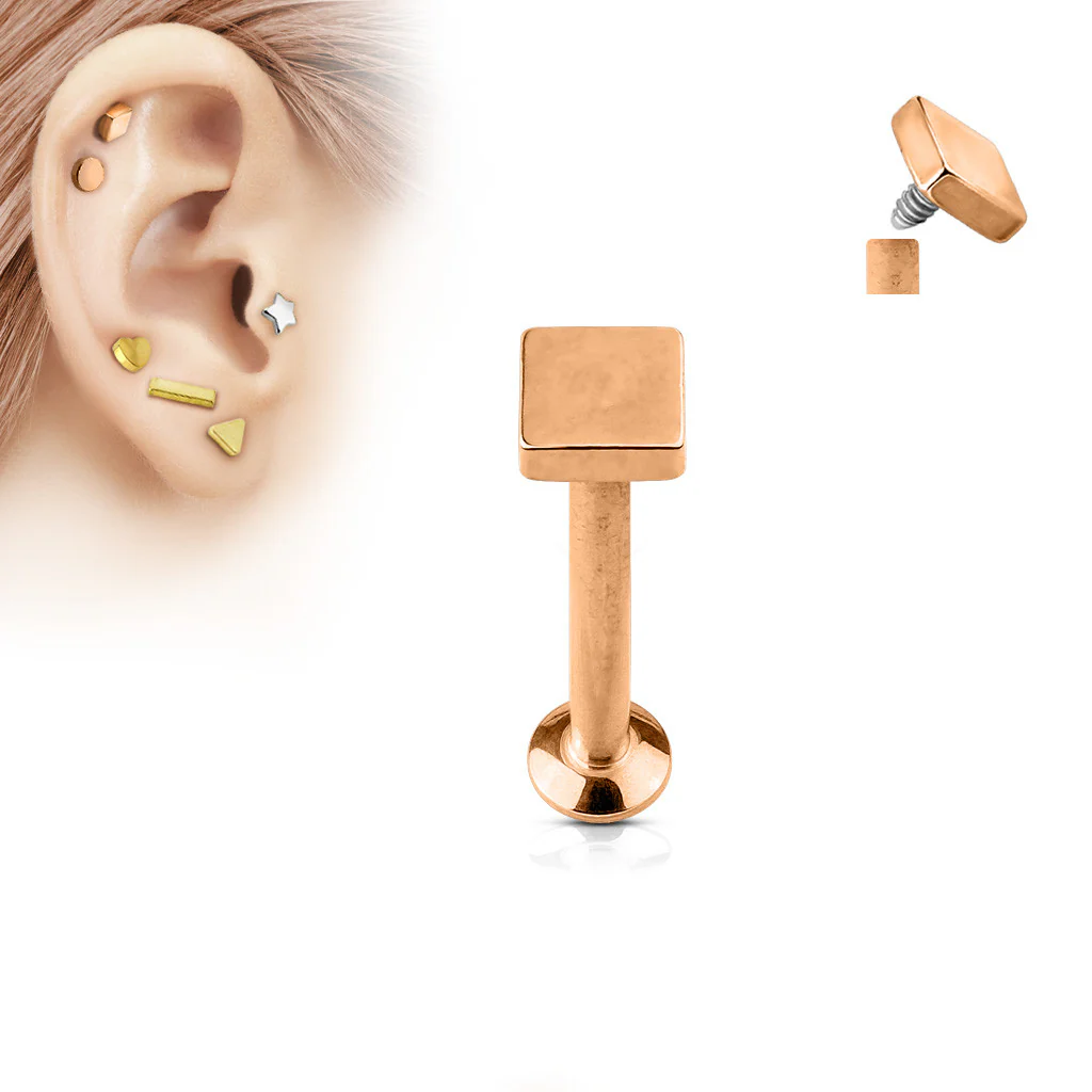 Square Top Internal Threaded Labret Monroe Daith Tragus Helix Stud - Image 4