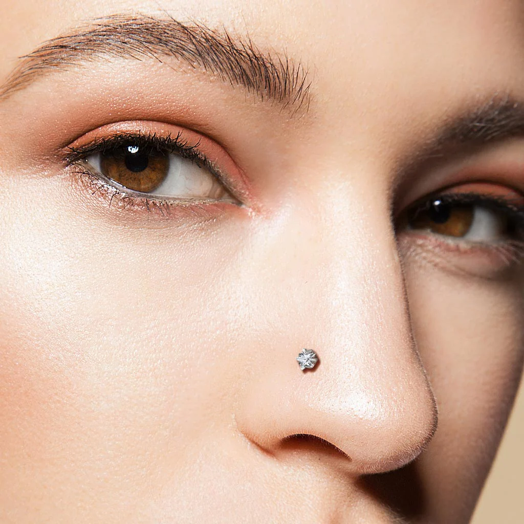 Star CZ Titanium L Blend Nose Stud Ring - Image 3