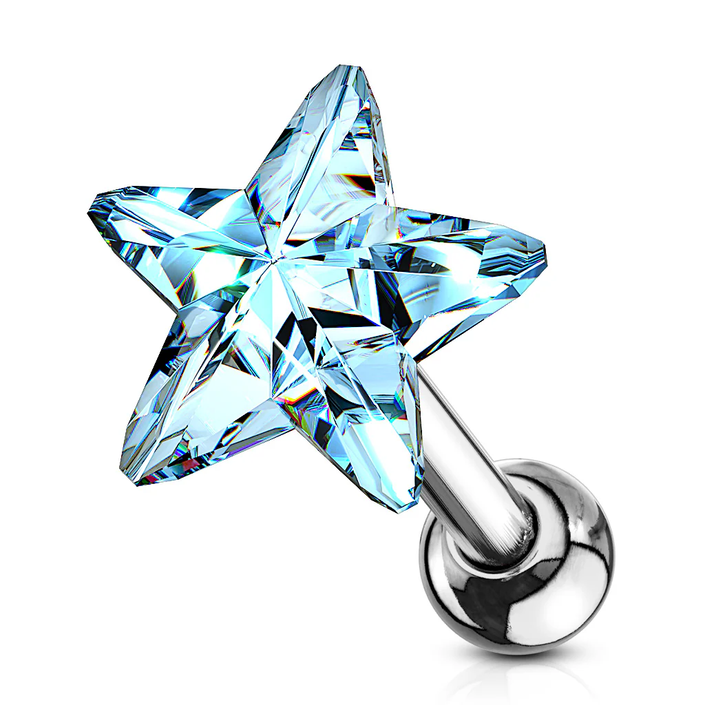 Star CZ Top Ear Cartilage Daith Helix Tragus Barbell Stud - Image 3