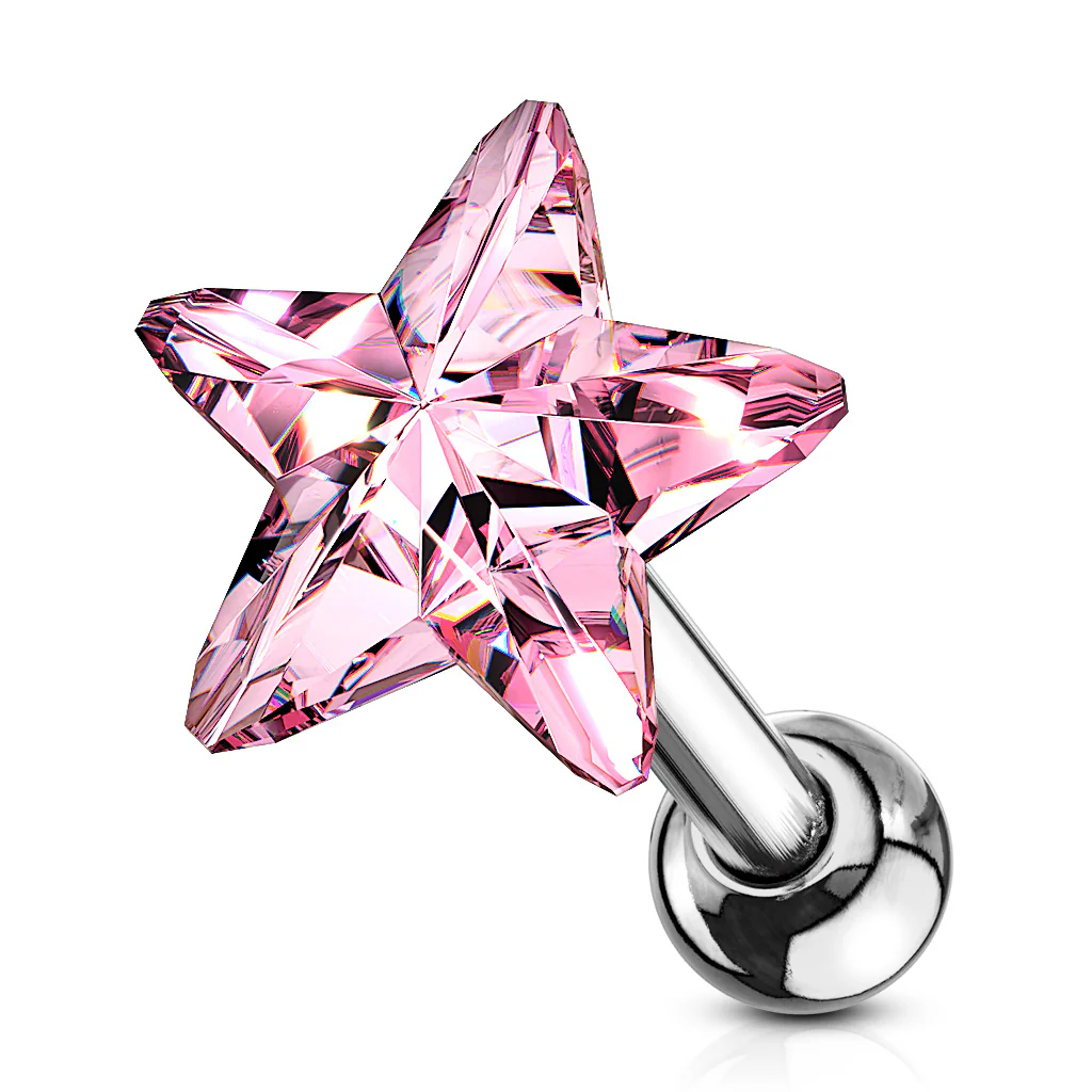 Star CZ Top Ear Cartilage Daith Helix Tragus Barbell Stud - Image 4