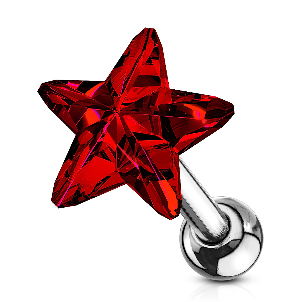 Star CZ Top Ear Cartilage Daith Helix Tragus Barbell Stud - Image 5