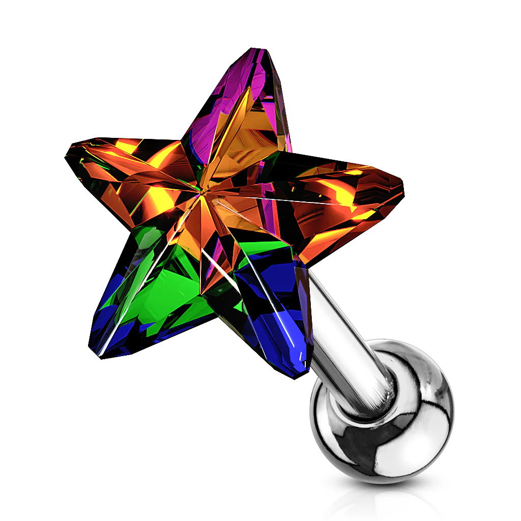 Star CZ Top Ear Cartilage Daith Helix Tragus Barbell Stud - Image 6