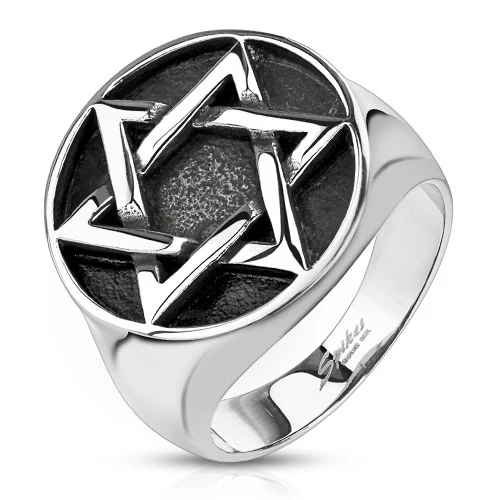 Star of David Medallion Cast Stainless Steel Rings