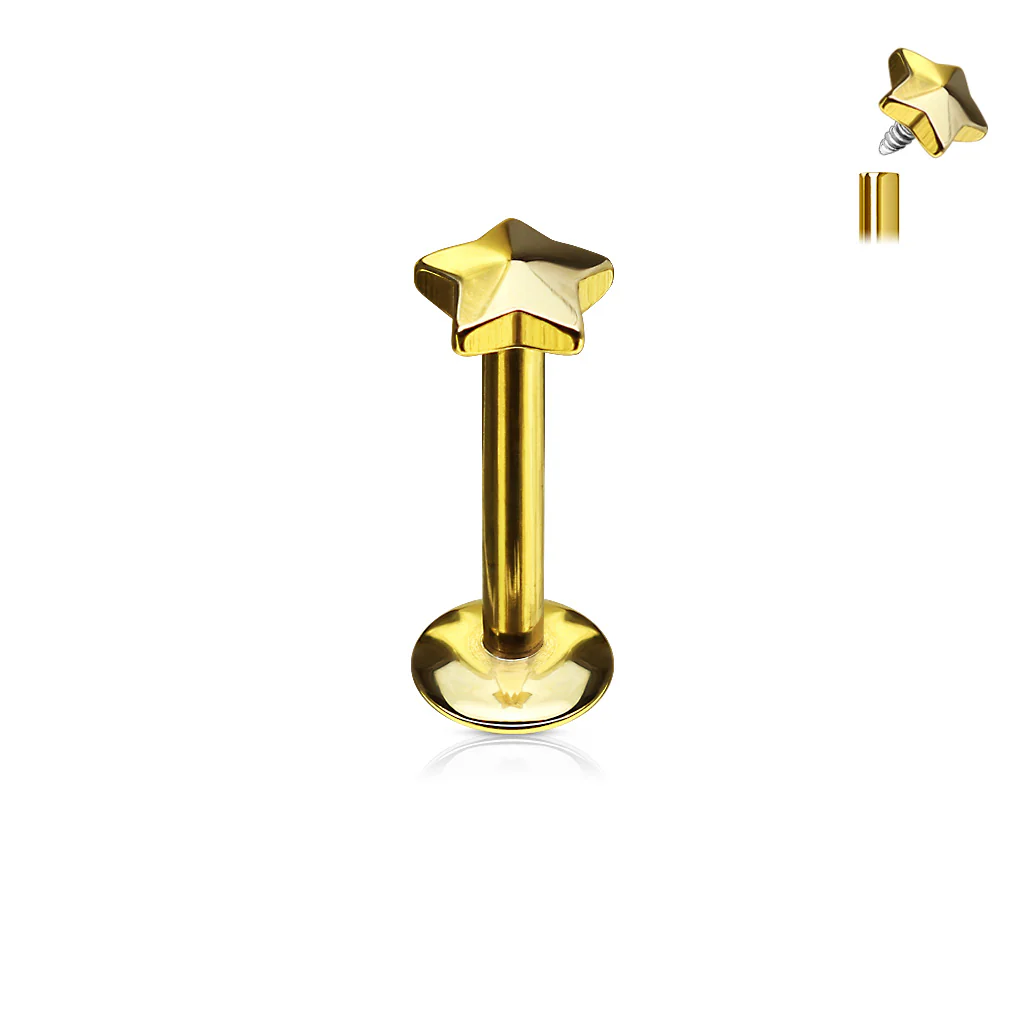 Star Top IP Internal Threaded Labret Monroe Daith Tragus Helix Stud - Image 2