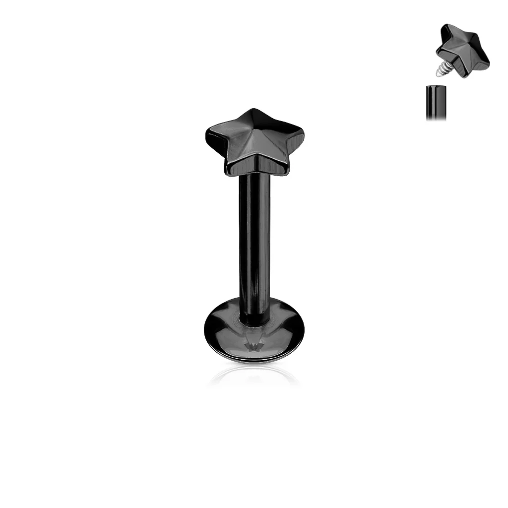 Star Top IP Internal Threaded Labret Monroe Daith Tragus Helix Stud - Image 3