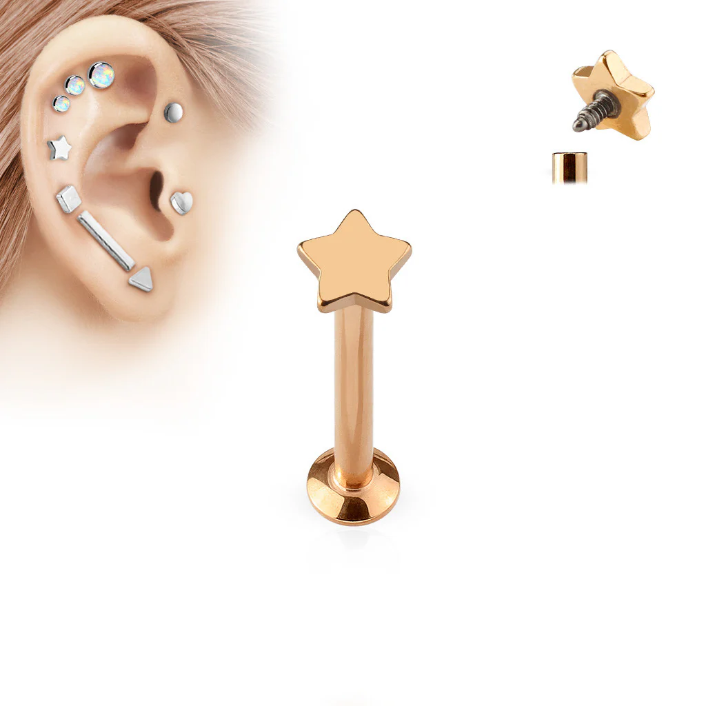 Star Top Internal Threaded Labret Monroe Daith Tragus Helix Stud - Image 5