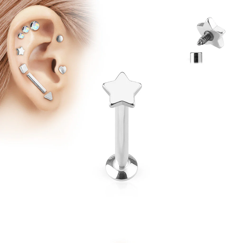 Star Top Internal Threaded Labret Monroe Daith Tragus Helix Stud - Image 6