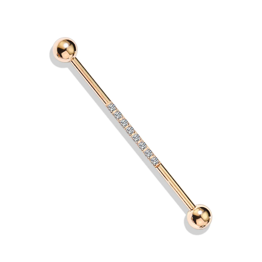 Steel Industrial Barbell with CNC Set Lined CZ on Center - Image 9