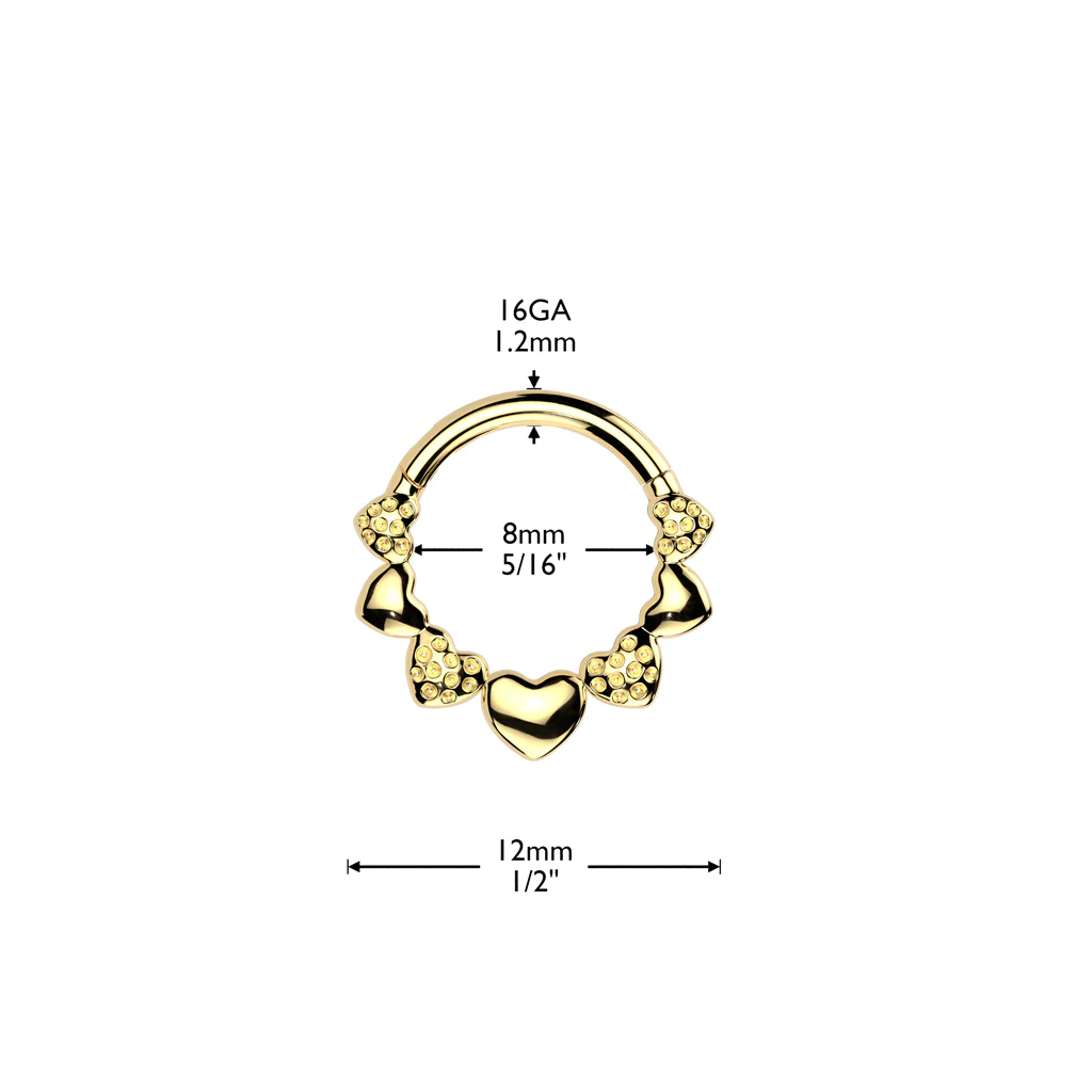 Strawberry Hearts Hinged Segment Hoop Ring for Nose Ear Lobe Helix - Image 2