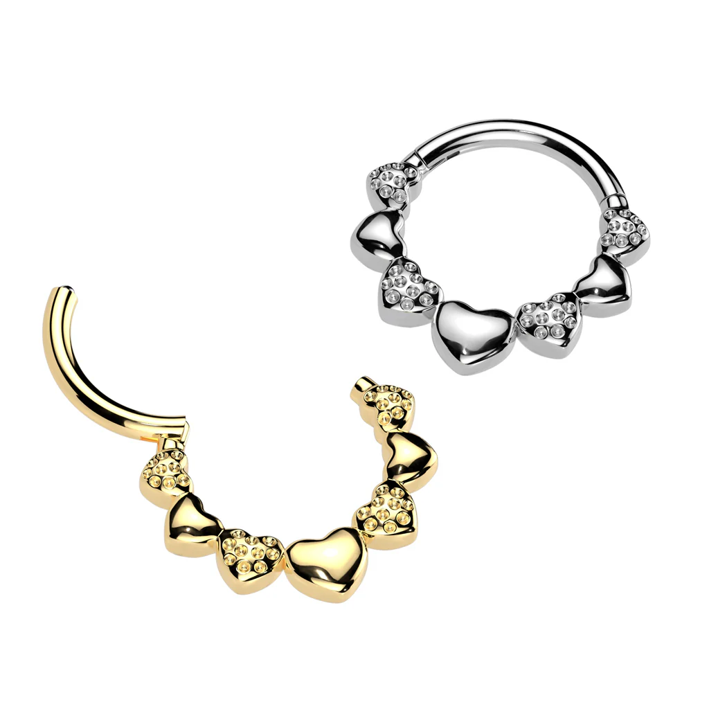 Strawberry Hearts Hinged Segment Hoop Ring for Nose Ear Lobe Helix - Image 4