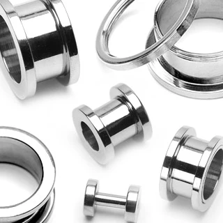 Pair Surgical Stainless Steel Basic Plugs Screw Fit Flesh Tunnels - Image 2