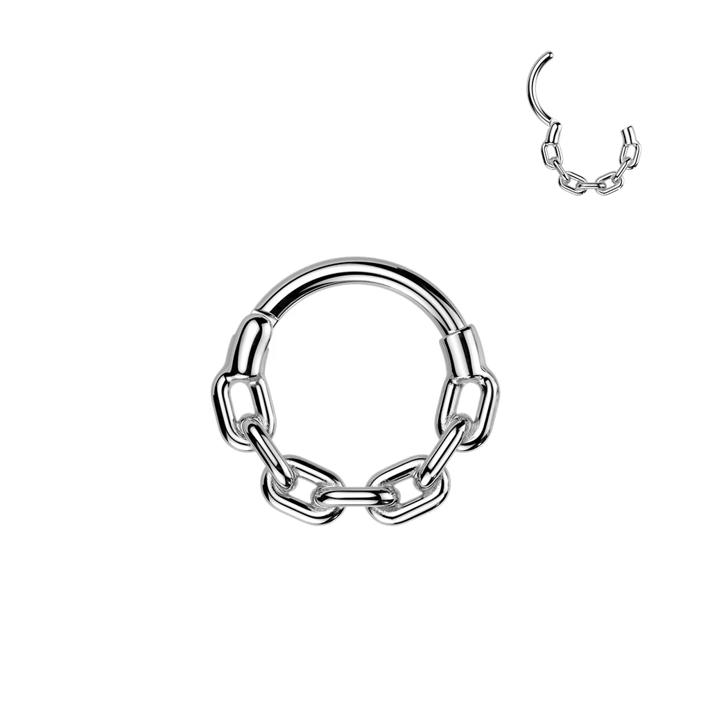 Chain Link Hinged Segment Hoop Ring for Nose Lobe Helix - Image 6