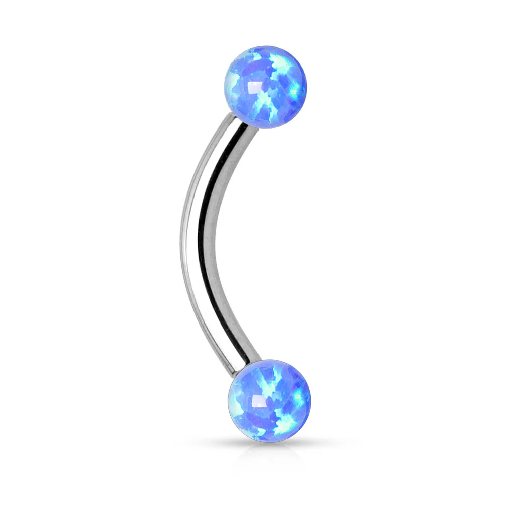 Opal Surgical Steel Internal Threaded Curved Eyebrow Barbell - Image 4