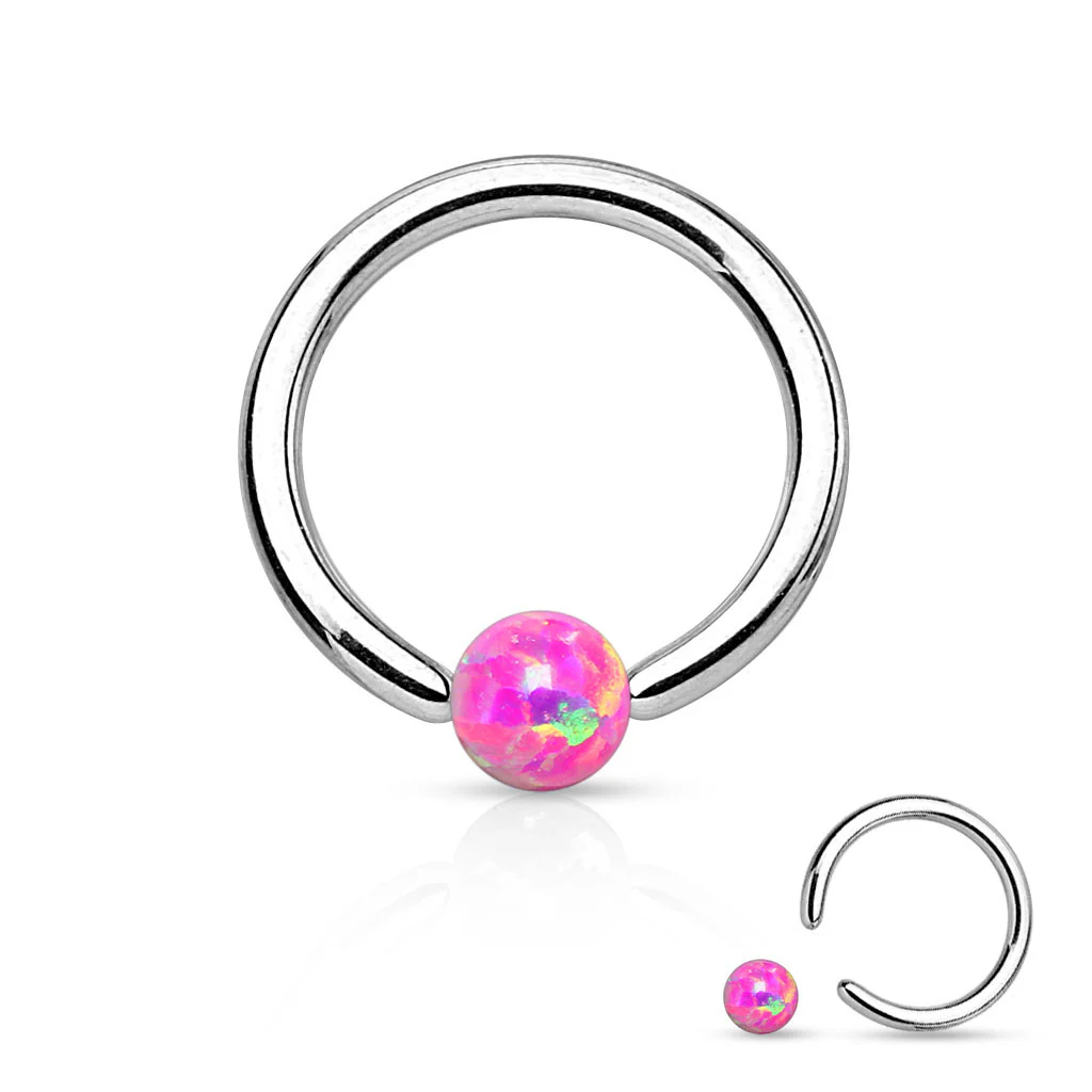 Synthetic Opal Ball 316L Surgical Steel Captive Bead Ring - Image 4