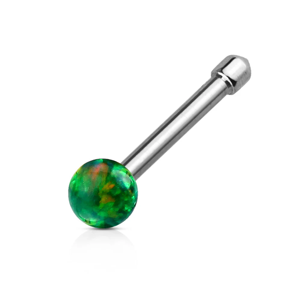 Synthetic Opal Ball 316L Surgical Steel Nose Bone Stud Rings - Image 4