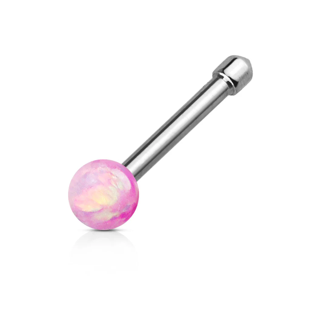 Synthetic Opal Ball 316L Surgical Steel Nose Bone Stud Rings - Image 5