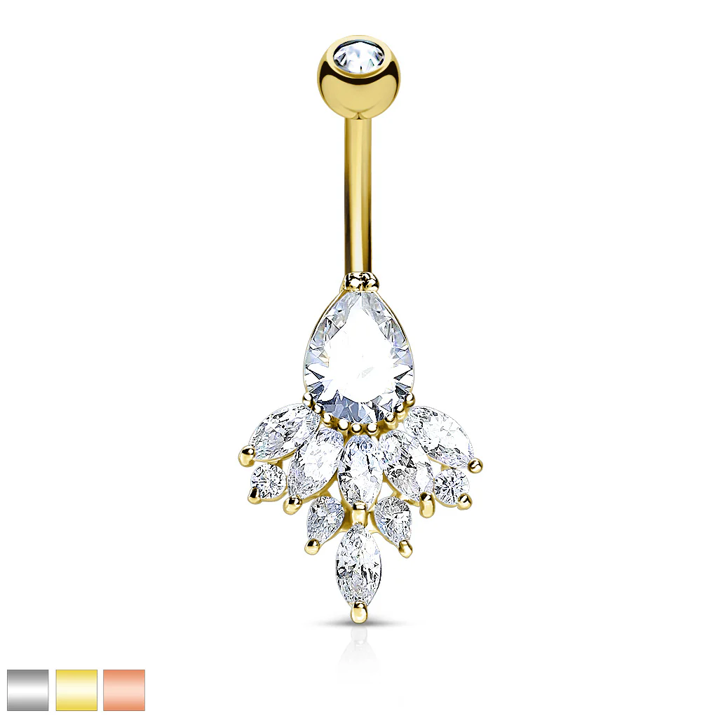 Tear Drop CZ Belly Button Navel Rings