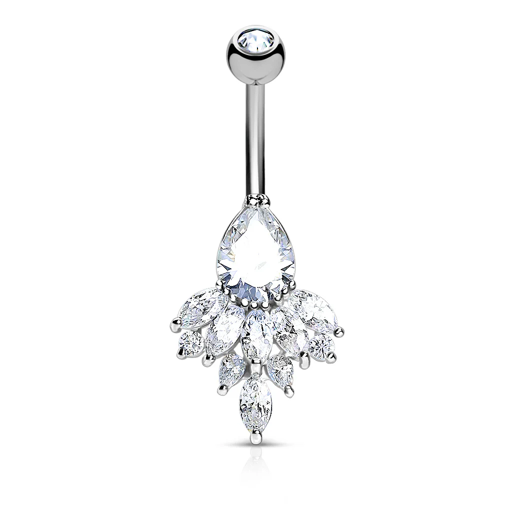 Tear Drop CZ Belly Button Navel Rings - Image 2