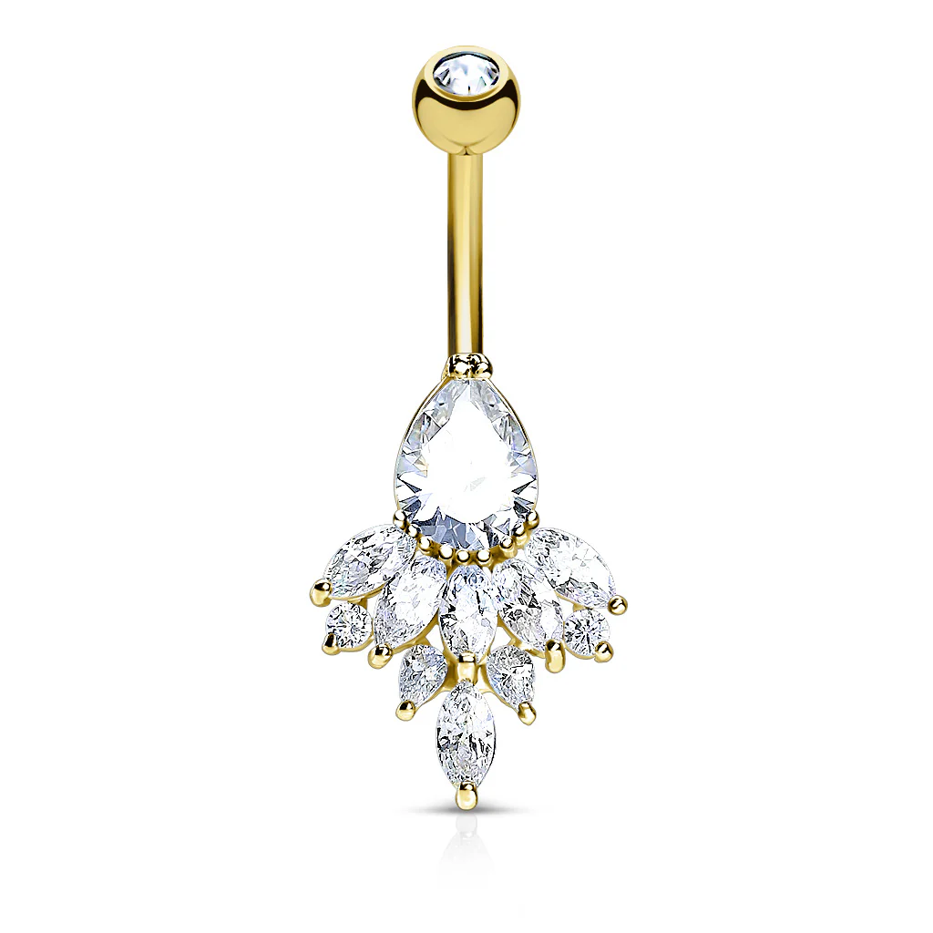 Tear Drop CZ Belly Button Navel Rings - Image 3