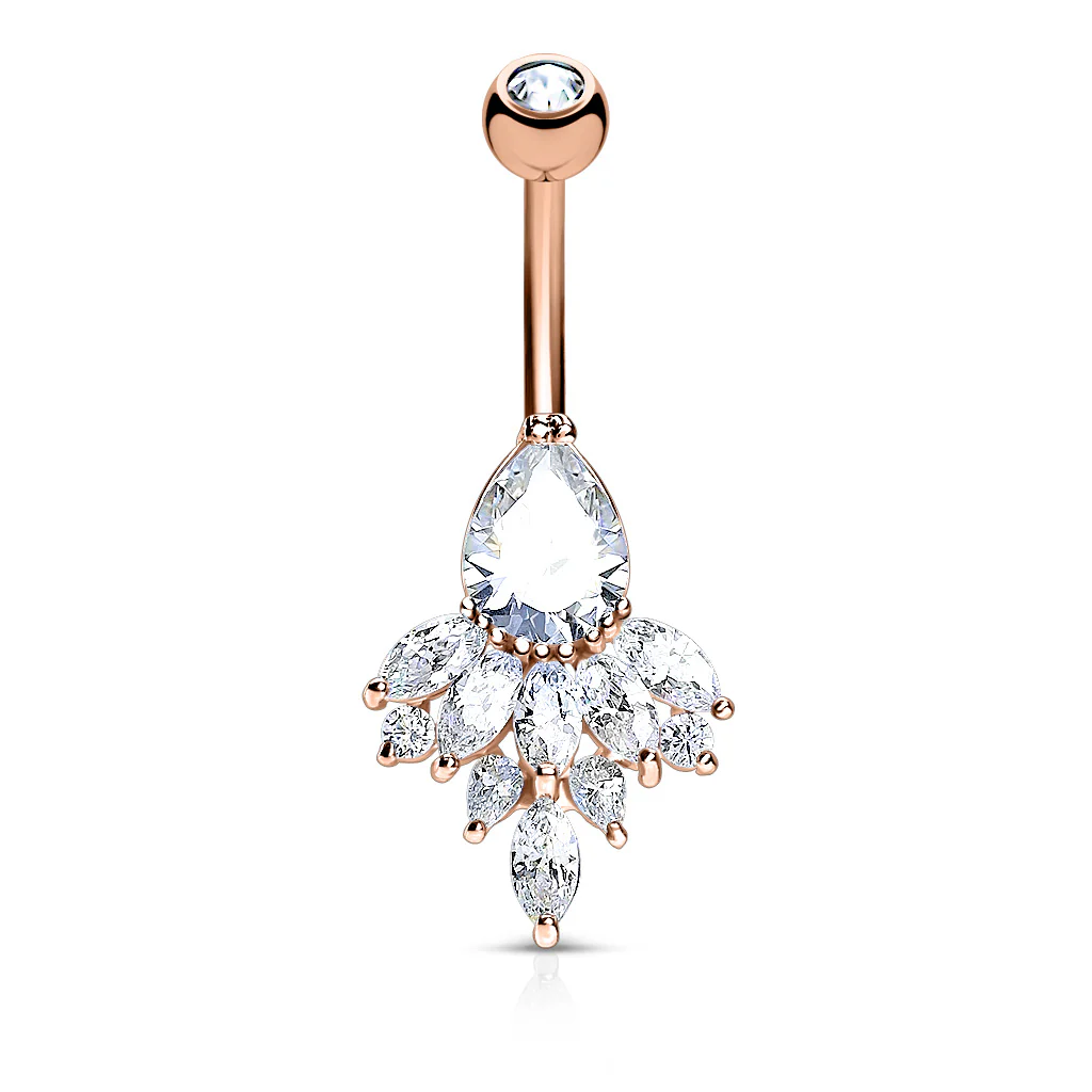Tear Drop CZ Belly Button Navel Rings - Image 4