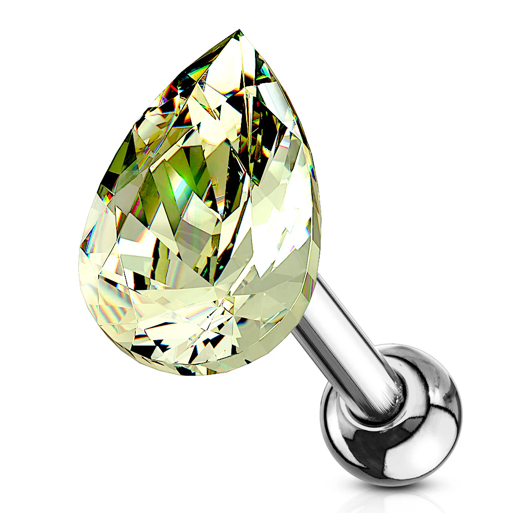Tear Drop CZ Top Ear Cartilage Daith Helix Tragus Barbell Stud - Image 3