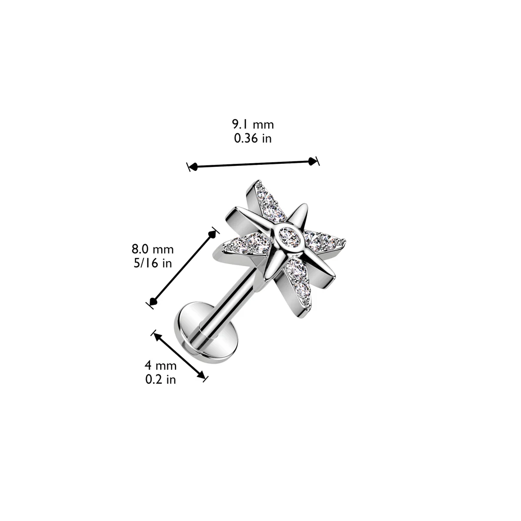 Threadless Push In Starburst CZ Top Labret Tragus Snug Ear Cartilage Helix - Image 4