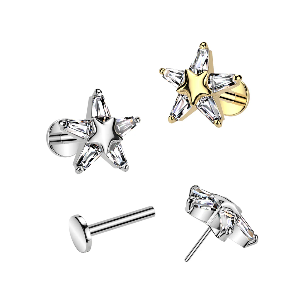 Threadless Push In CZ Star Top Labret Tragus Snug Ear Cartilage Helix - Image 3