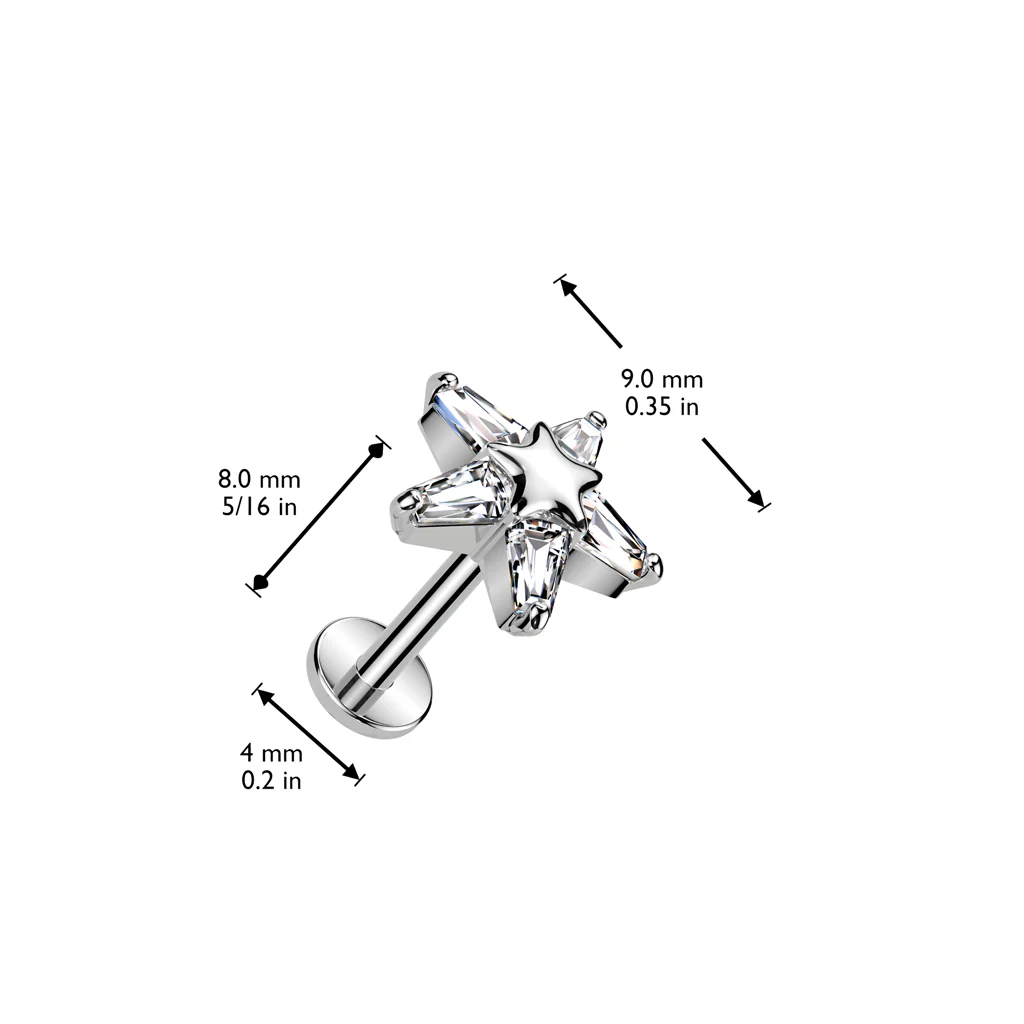 Threadless Push In CZ Star Top Labret Tragus Snug Ear Cartilage Helix - Image 4