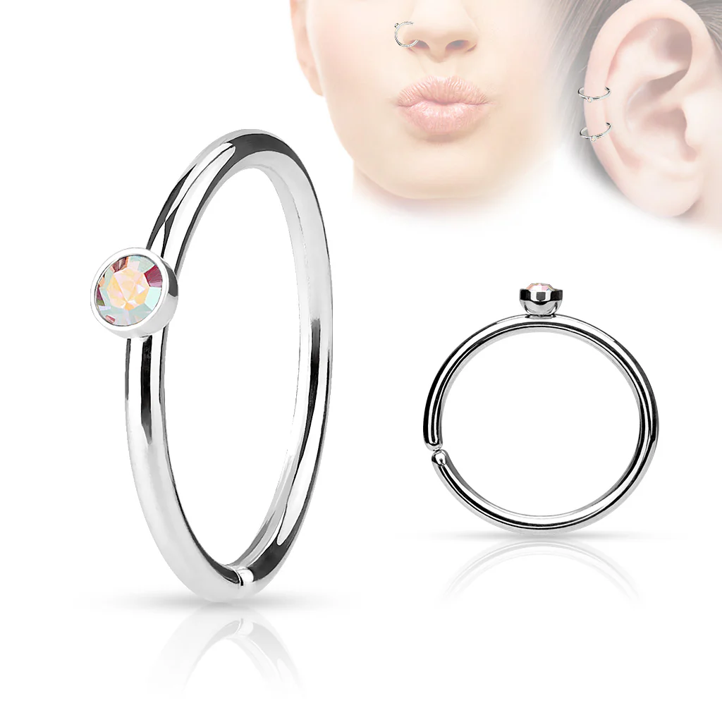 Tiny CZ Ear Cartilage Daith Helix Tragus Nose Rings - Image 2