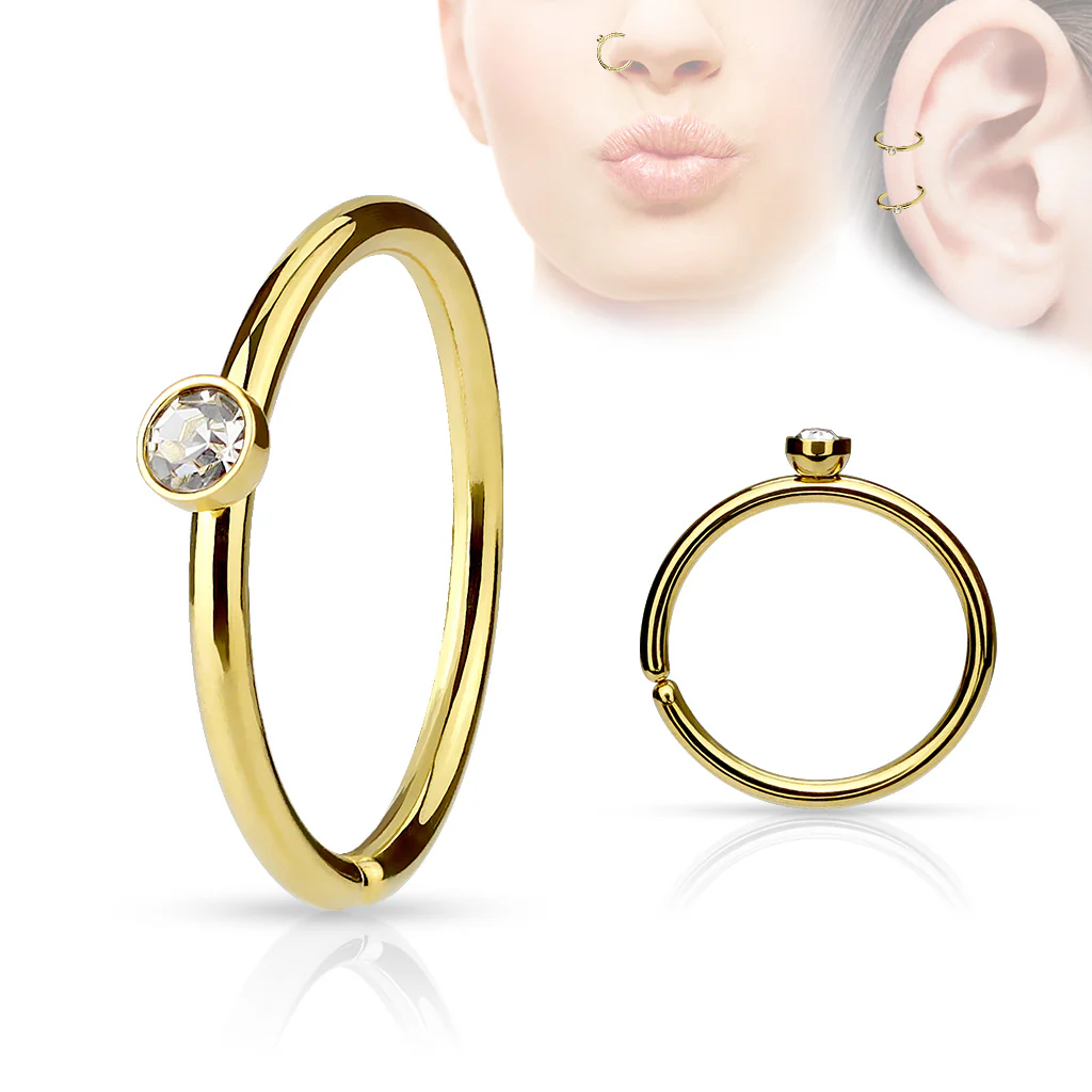 Tiny CZ IP Ear Cartilage Daith Helix Tragus Nose Rings - Image 2