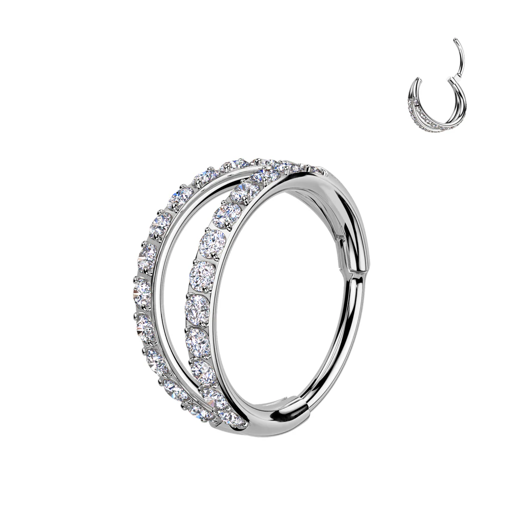 Titanium 20G Hinged Segment Double Lined Hoop Ring Nose Cartilage - Image 2