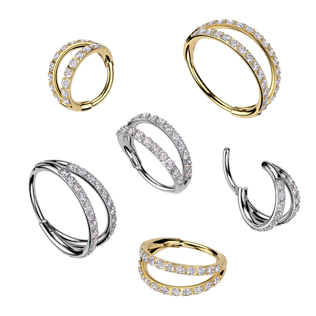 Titanium 20G Hinged Segment Double Lined Hoop Ring Nose Cartilage - Image 3