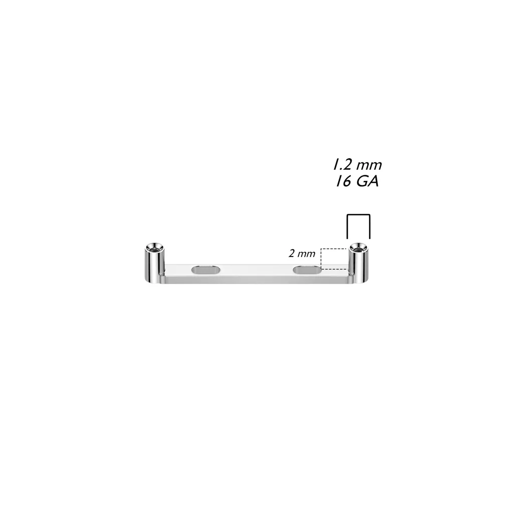 Titanium 2mm Rise & 2 Holes Anchor Dermal Surface Bar Piercing Post 16G - Image 2