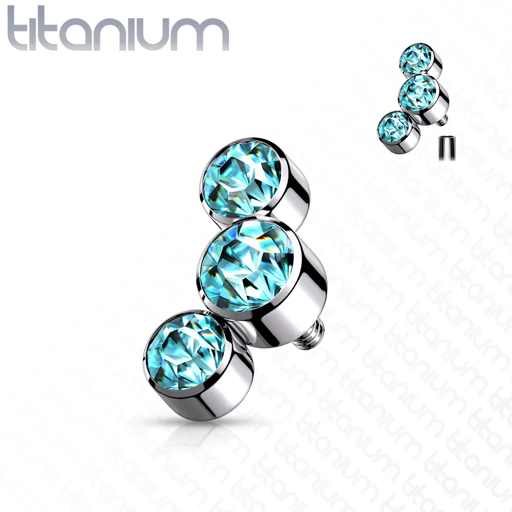 Titanium 3 Round Bezel CZ Top Parts For Lip Eyebrow Dermal - Image 6