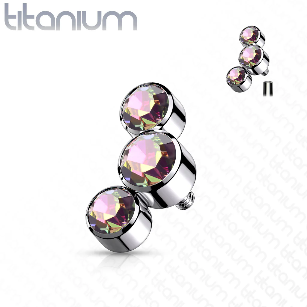 Titanium 3 Round Bezel CZ Top Parts For Lip Eyebrow Dermal - Image 7
