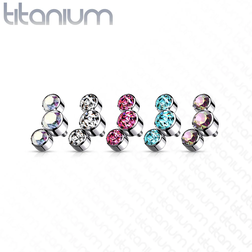 Titanium 3 Round Bezel CZ Top Parts For Lip Eyebrow Dermal - Image 8