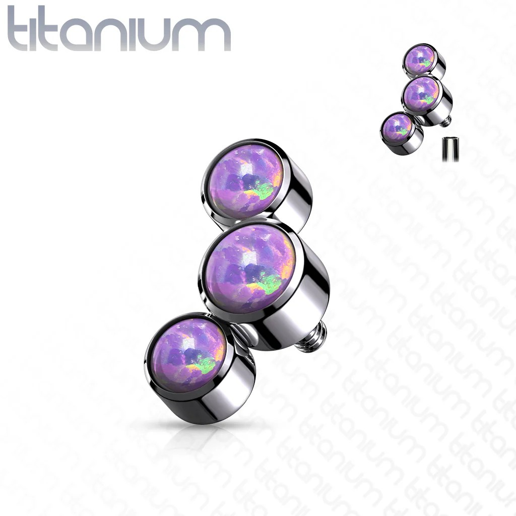Titanium 3 Round Bezel Opal Dermal Anchor Top - Image 6