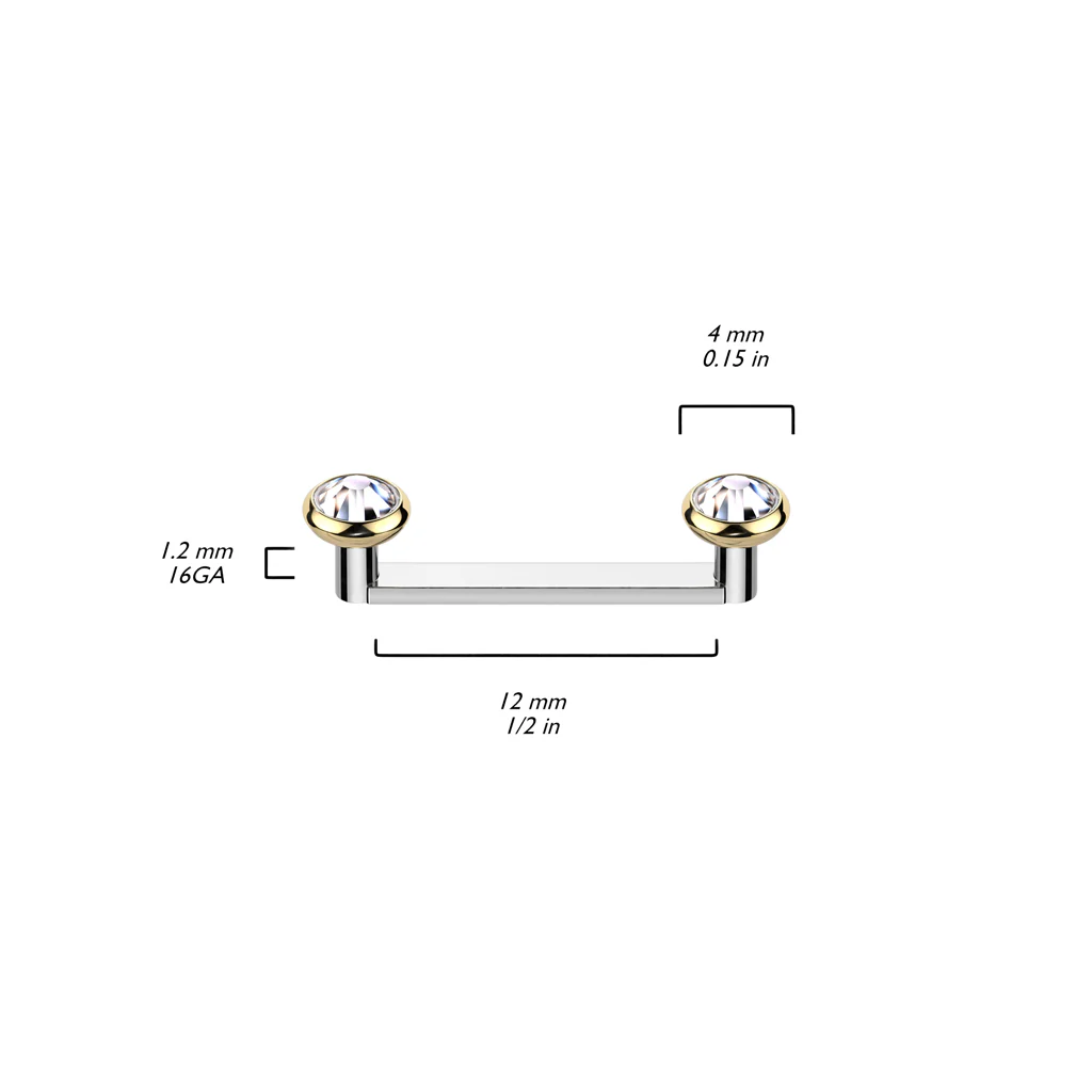 Titanium Bezel Crystal Top Anchor Dermal Surface Barbell 16G - Image 2