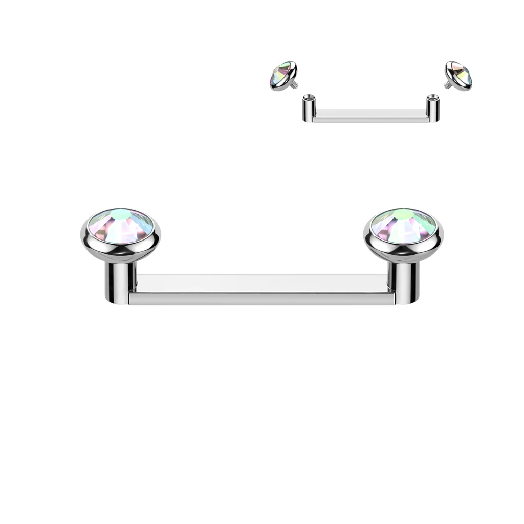 Titanium Bezel Crystal Top Anchor Dermal Surface Barbell 16G - Image 7