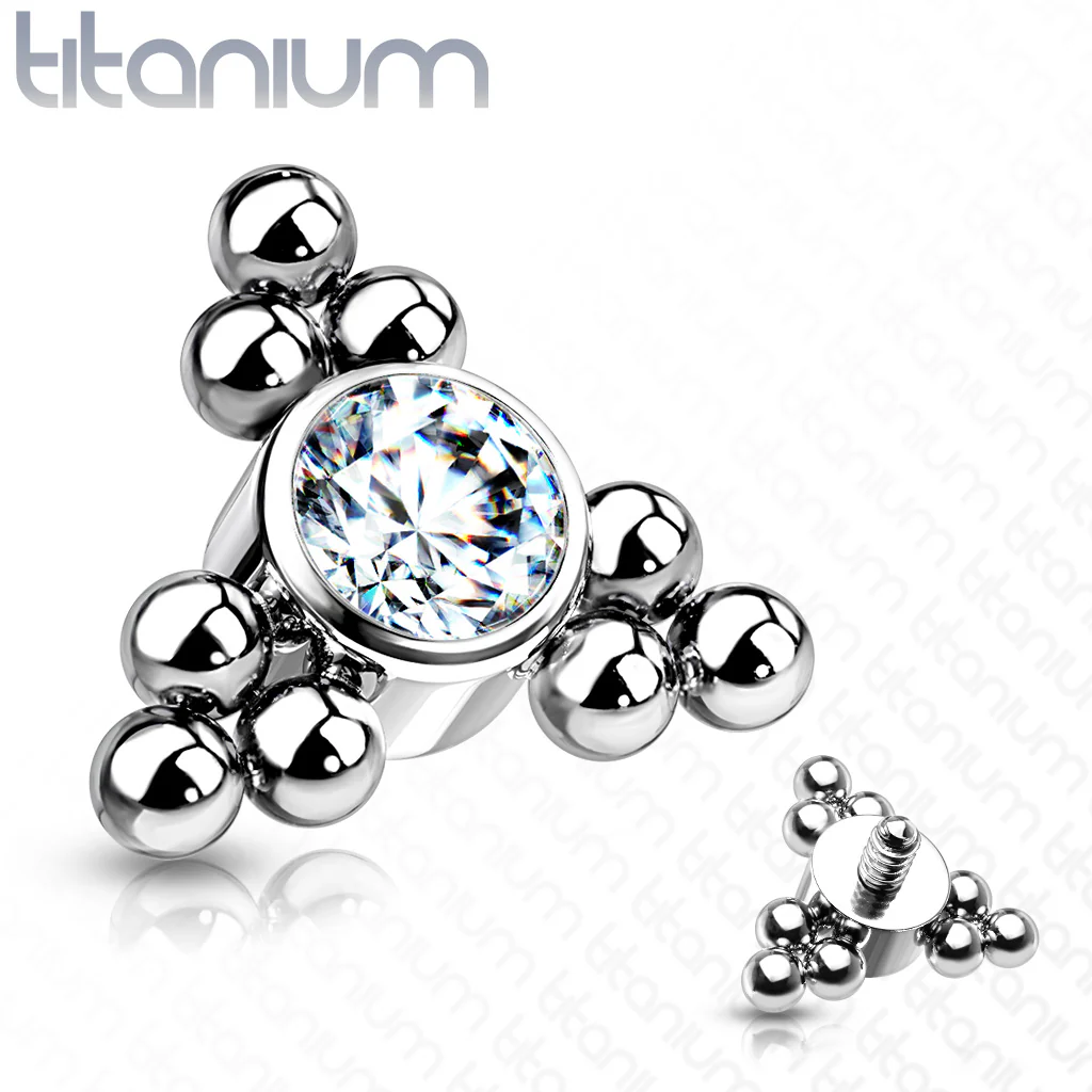 Titanium Bezel CZ Trinity Ball Clusters For Lip Eyebrow Dermal - Image 3