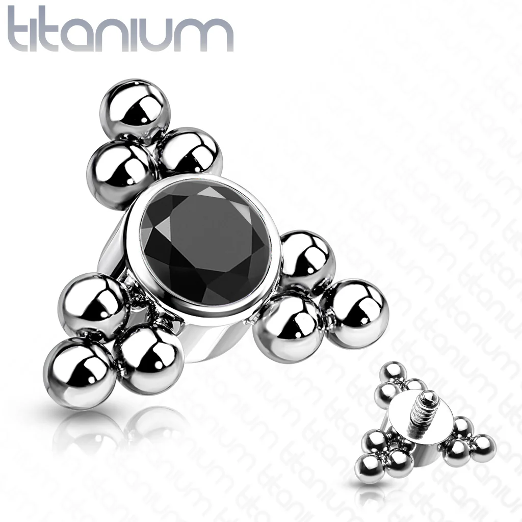 Titanium Bezel CZ Trinity Ball Clusters For Lip Eyebrow Dermal - Image 4