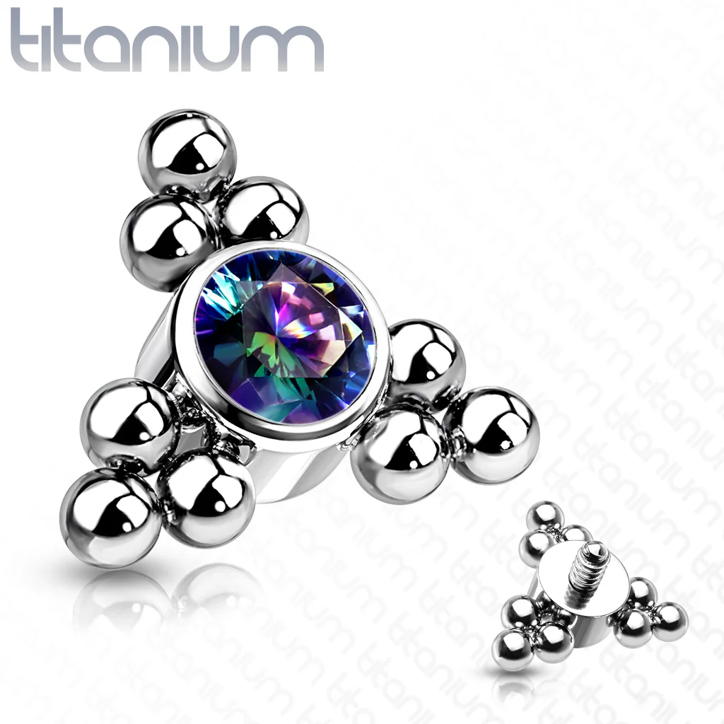 Titanium Bezel CZ Trinity Ball Clusters For Lip Eyebrow Dermal - Image 5
