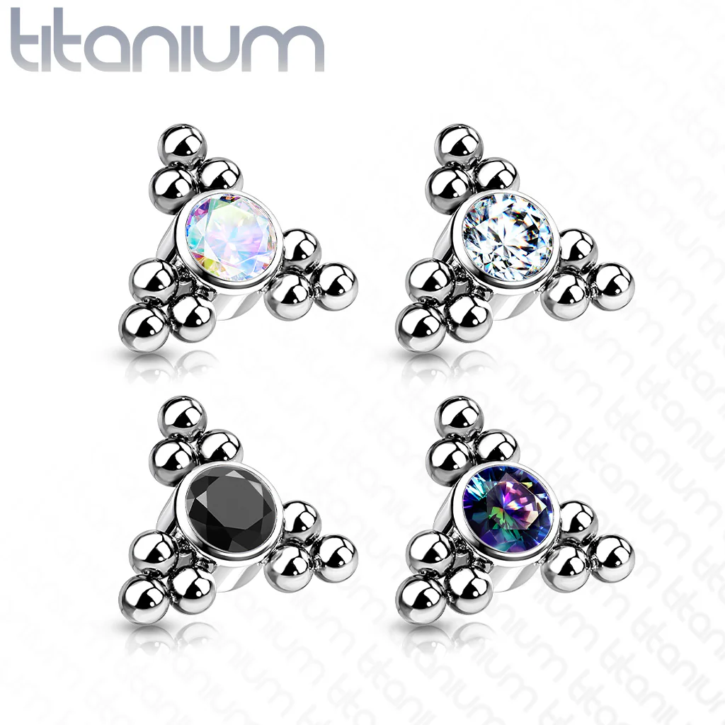 Titanium Bezel CZ Trinity Ball Clusters For Lip Eyebrow Dermal - Image 6