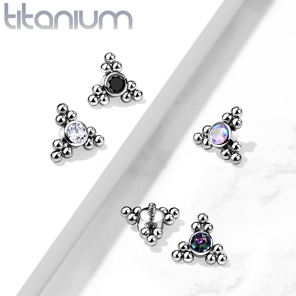Titanium Bezel CZ Trinity Ball Clusters For Lip Eyebrow Dermal - Image 7