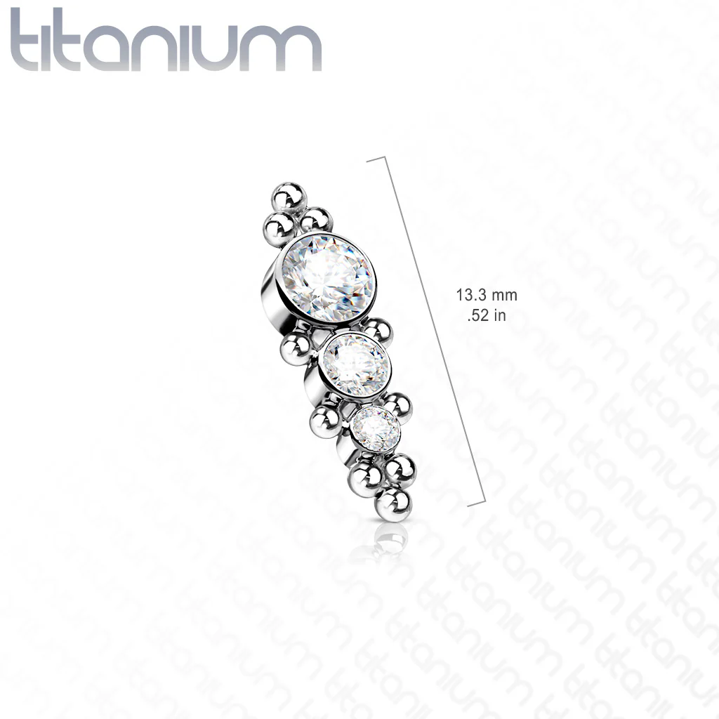 Titanium Descending CZ Ball Clusters Top For Lip Eyebrow Dermal - Image 2