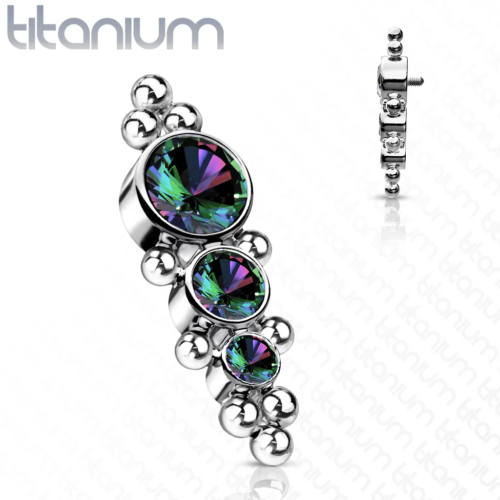 Titanium Descending CZ Ball Clusters Top For Lip Eyebrow Dermal - Image 5
