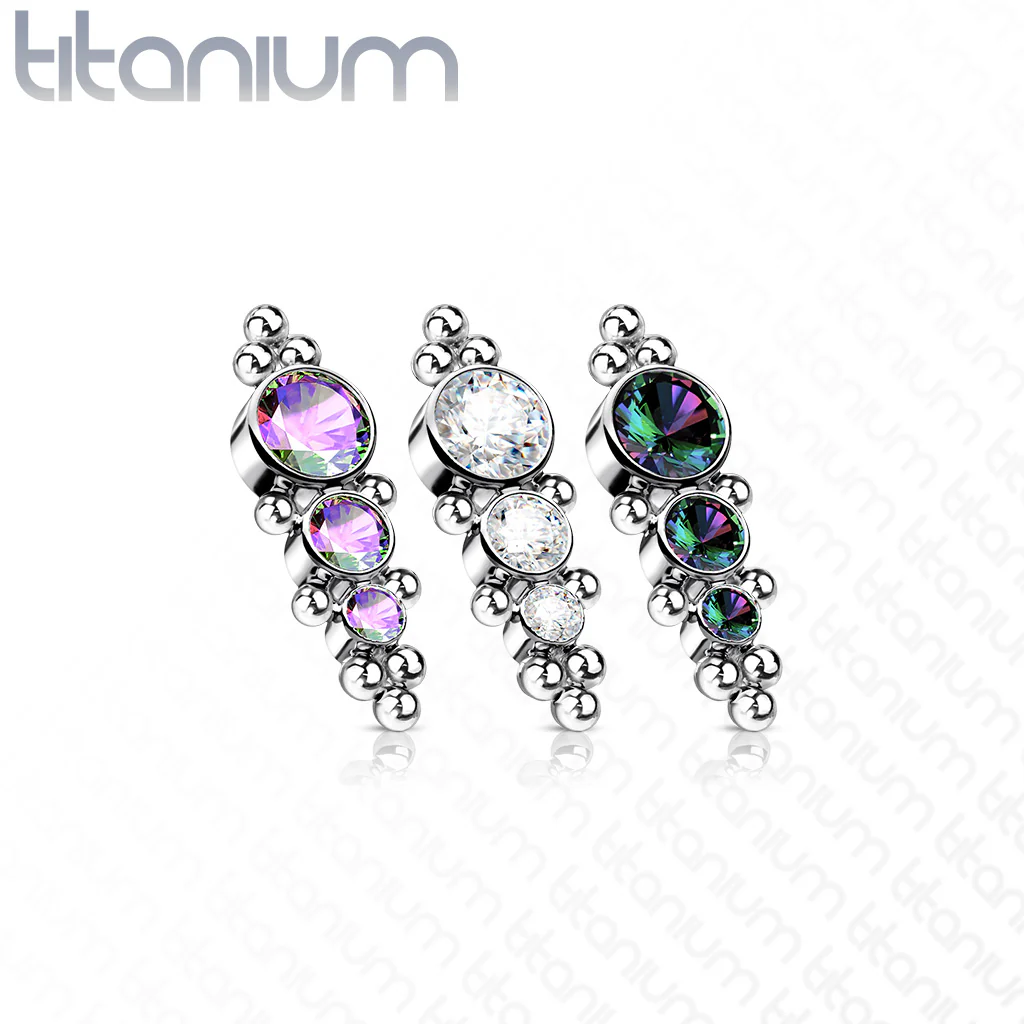 Titanium Descending CZ Ball Clusters Top For Lip Eyebrow Dermal - Image 6